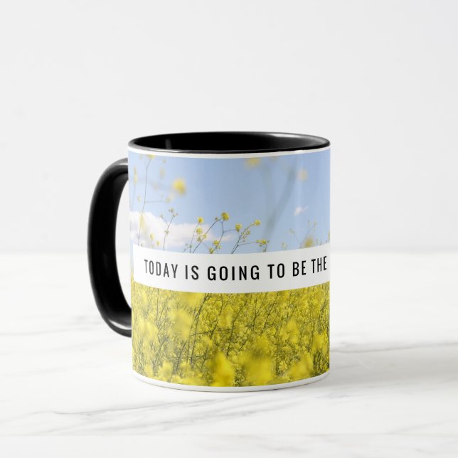 Motiverande gula blommor kopp (Framsida vänster)