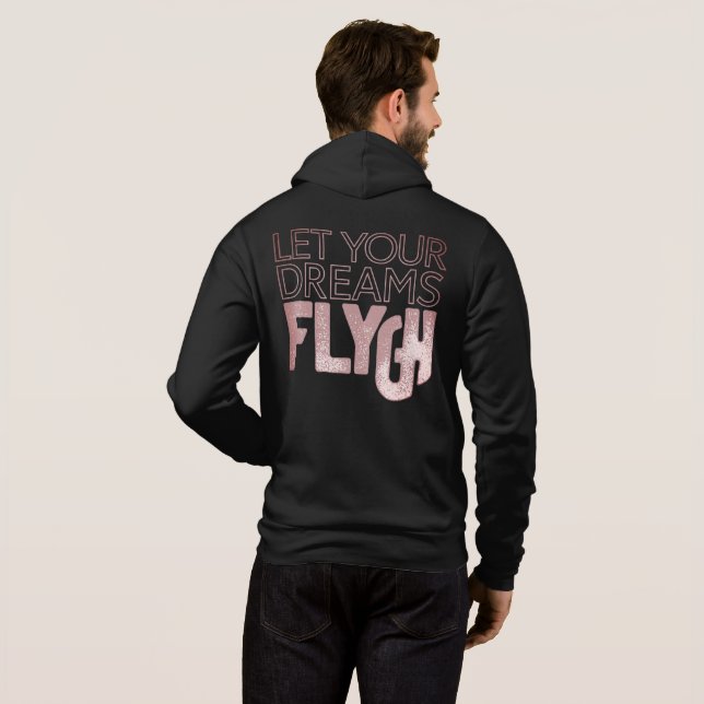 Motiverande guldstil dragkedja hoodie t shirt (Hel baksida)