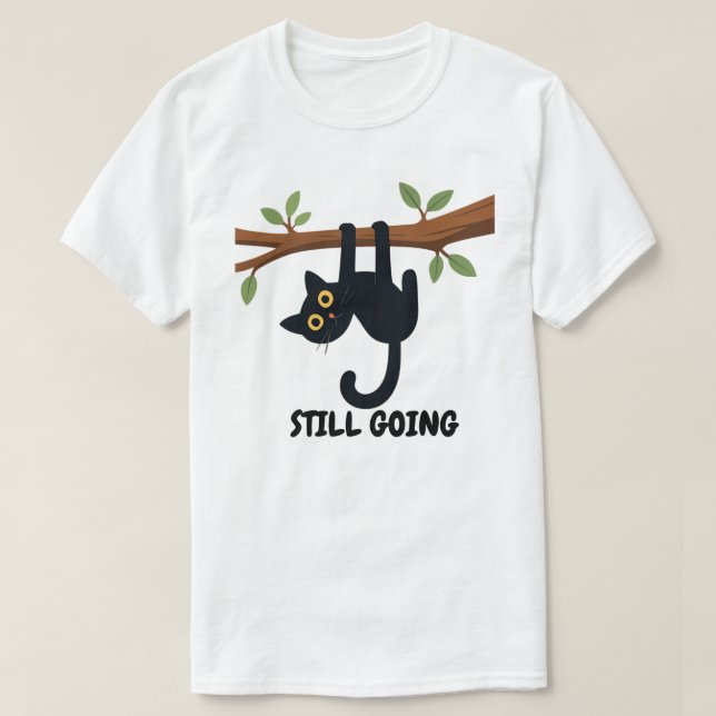 Motiverande Hängande Kattdesign T Shirt (Design framsida)