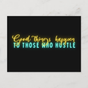 Motiverande Hustle Citat Neon Ord Konst   Vykort