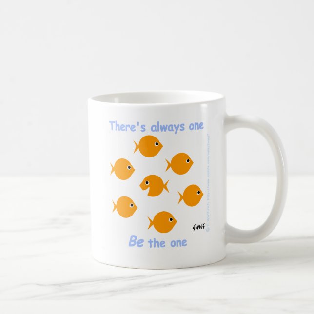 Motiverande inspirerande motto Cute Tecknad Goldfi Kaffemugg (Höger)