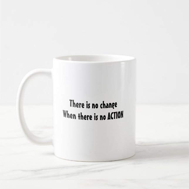 Motiverande kaffet mugg förändras inte utan åtgärd (Vänster)