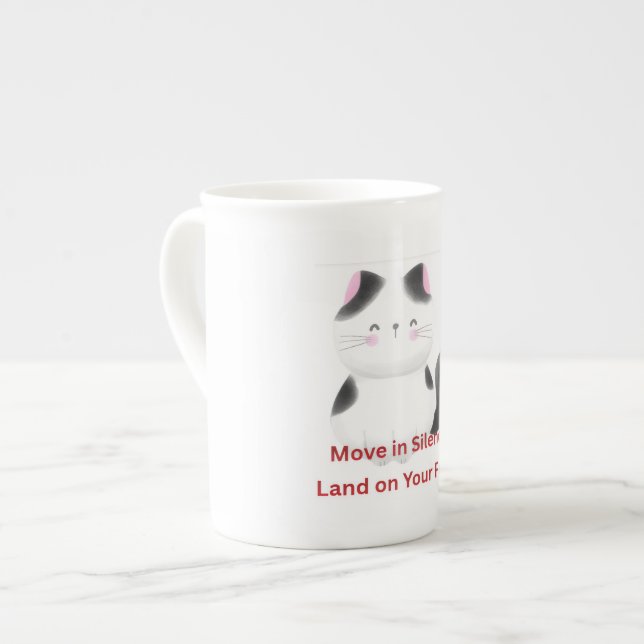 Motiverande katt  benporslin mugg (Framsida vänster)