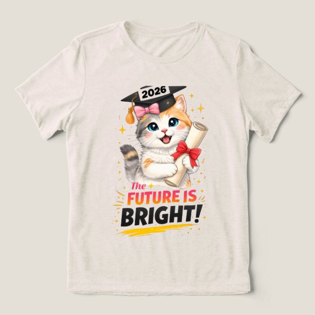 Motiverande katt-examens t-shirt (Design Framsida)