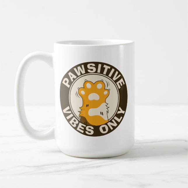 Motiverande katt Positiva vibrationer endast Söt p Kaffemugg (Vänster)