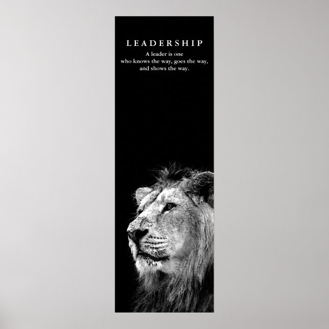 Motiverande ledarskapsoffert Lejon Black White Poster (Framsidan)