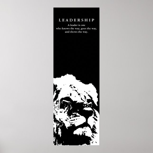 Motiverande ledarskapsoffert Lejon Black White Poster (Framsidan)