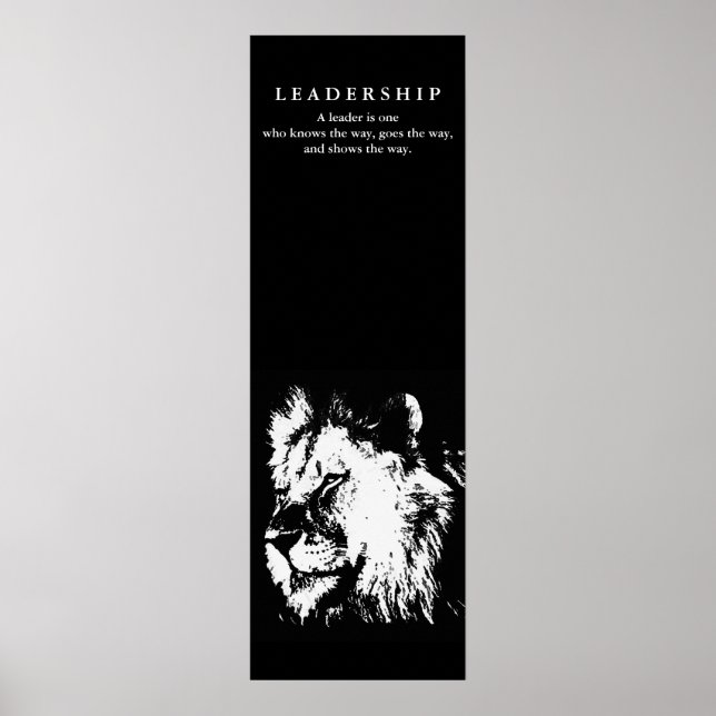 Motiverande ledarskapsoffert Lejon Black White Poster (Framsidan)