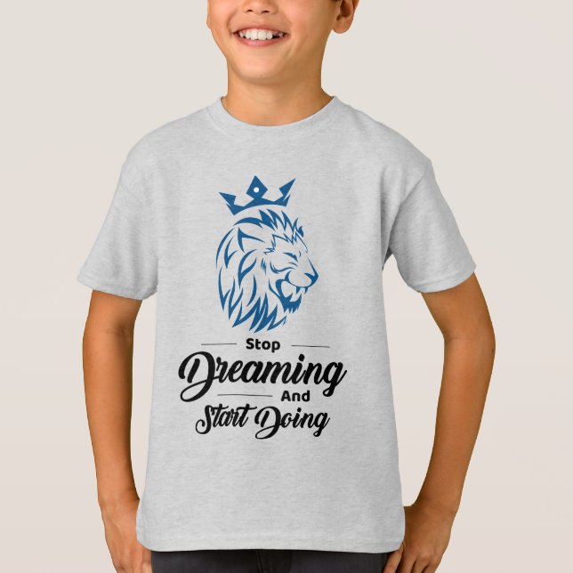 Motiverande Lejon Pojkar T-Shirt (Framsida)