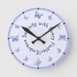 Motiverande lila Butterflies Kids-rum Rund Klocka