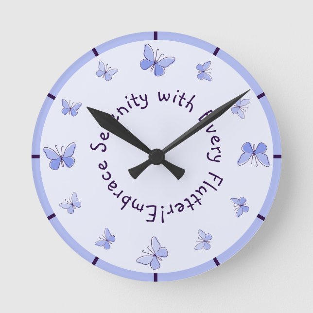 Motiverande lila Butterflies Kids-rum Rund Klocka (Framsida)