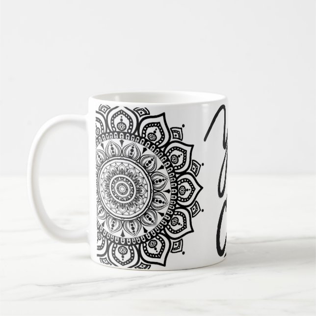 Motiverande Mandala 'Ja Du Kan' Konstmugg Kaffemugg (Vänster)