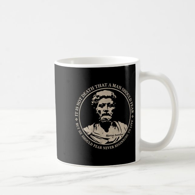 Motiverande Marcus Aurelius citat av rädsla Kaffemugg (Höger)