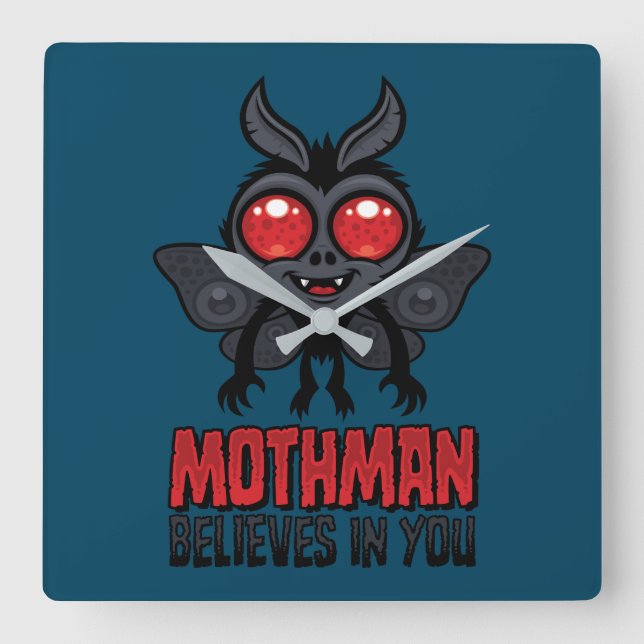 Motiverande Mothman Tro På Dig Fyrkantig Klocka (Framsida)