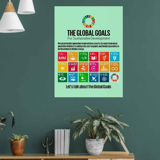 Motiverande mur Art Globala hållbarhetsmål Poster (Vardagsrum 1)