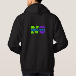 Motiverande "No Excuses" Black Hoodie för manar