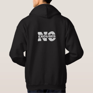 Motiverande "No Excuses" Black Hoodie för manar