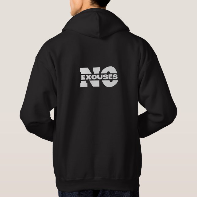 Motiverande "No Excuses" Black Hoodie för manar (Baksida)