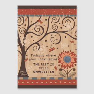 Motiverande Osktiven Citat Blommig Magnetisk Kort