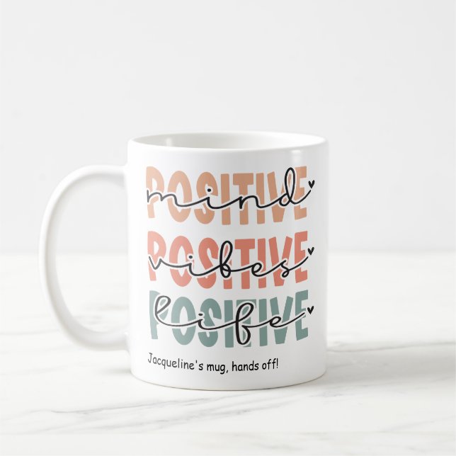 Motiverande positiv mind Vibes Life Kaffemugg (Vänster)