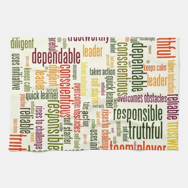 Motiverande positiva Ord #4-värden Kökshandduk (Horisontell)