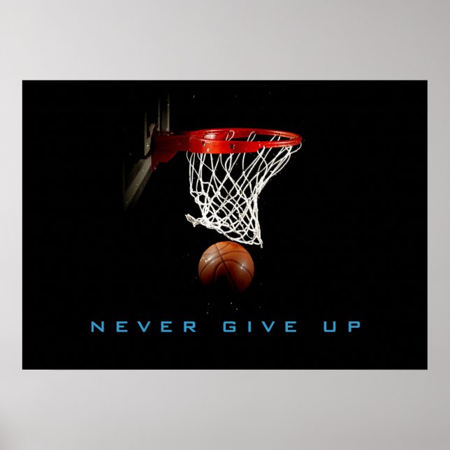 Motiverande Poster av Basketboll aldrig i Ge (Framsidan)