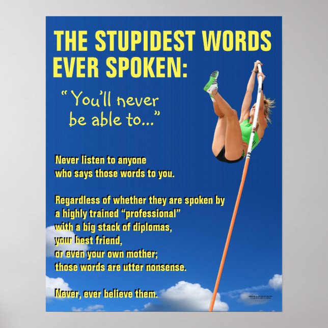 Motiverande Poster: Stupidest Ord någonsin talat Poster (Framsidan)