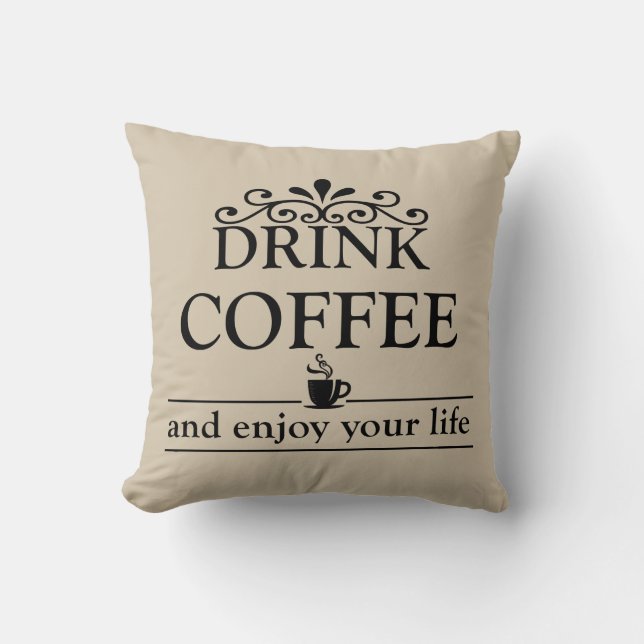 Motiverande, roliga kaffeofferter kudde (Framsida)