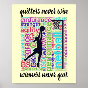 Motiverande spelarposition Netball-offert Poster