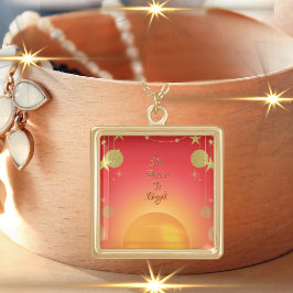 Motiverande tankstjärnor Lycklig Måne Sol Guldpläterat Halsband