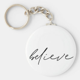 Motiverande, tro handskrivet svart skript nyckelring