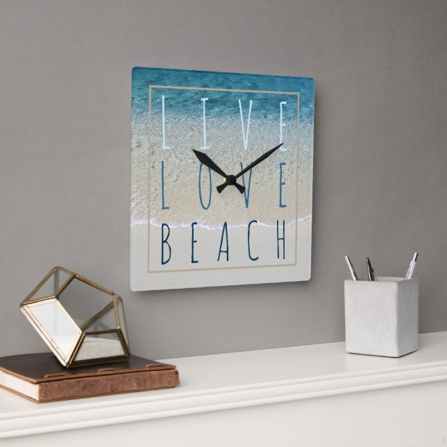 Motiverande turkos Blue Ocean Surfa Vågar Photo Fyrkantig Klocka (Kontor)