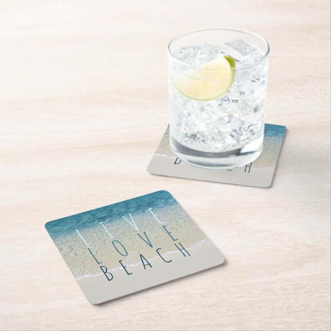 Motiverande turkos Blue Ocean Surfa Vågar Photo Underlägg Papper Kvadrat (Insitu)