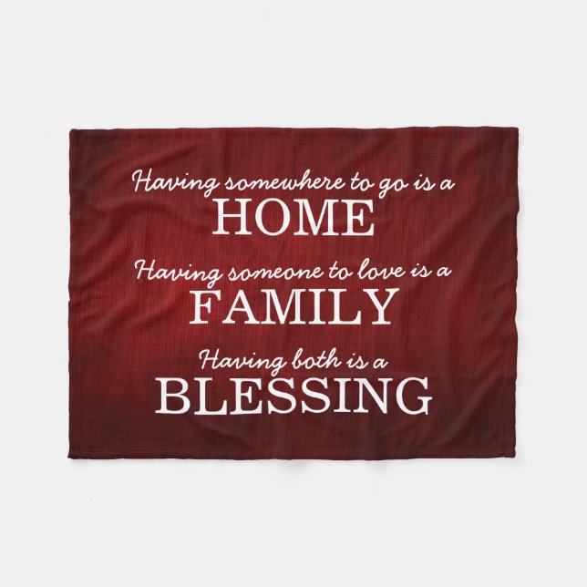 Motiverande typografi Familj Citat Fleecefilt (Framsidan (Horisontell))