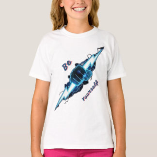 Motiverande "Var dig själv" Blå Blixt Fist T Shirt