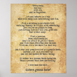 Motiverande Zyzz-citat om Life Poster