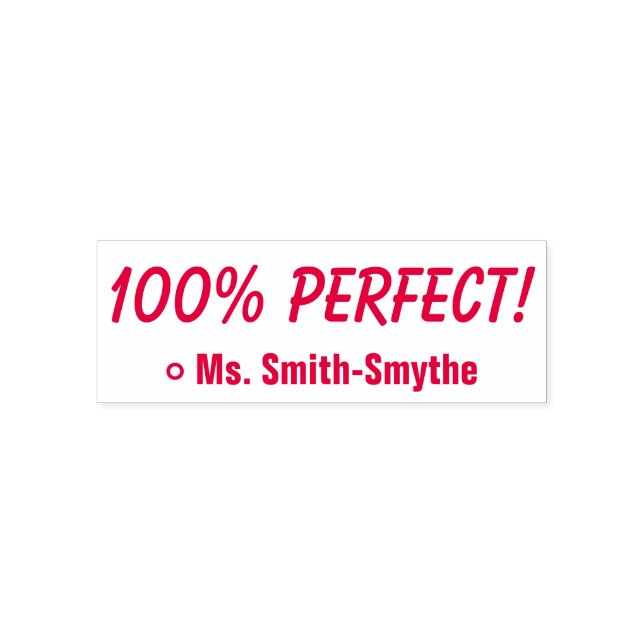 Motiverar "100 % PERFEKT!" + Anpassningsbar Tutor  Självfärgande Stämpel (Design)
