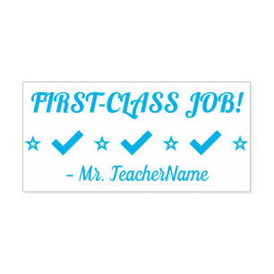 Motiverar "FÖRSTA KLASSJOBB!" Tutor Rubber Frimärk Självfärgande Stämpel