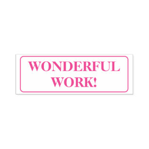 Motiverar "WONDERFUL WORK!" Rubber Frimärke Självfärgande Stämpel