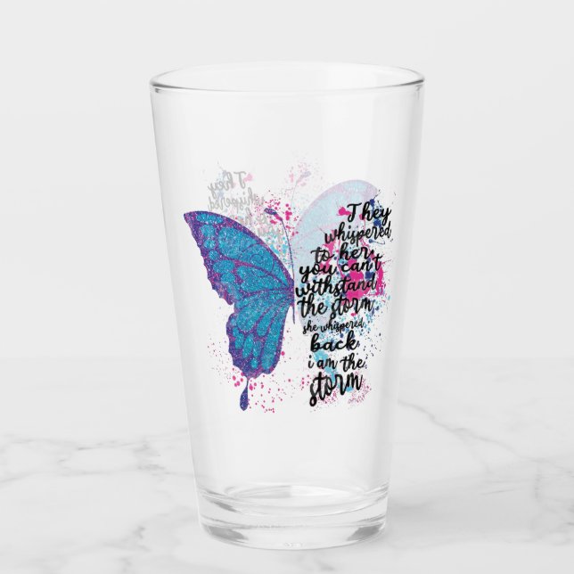 Motiverat fjärilsoffertglas glaskopp (Framsida)