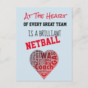 Motiverat Heart Netball Coach-citat Vykort