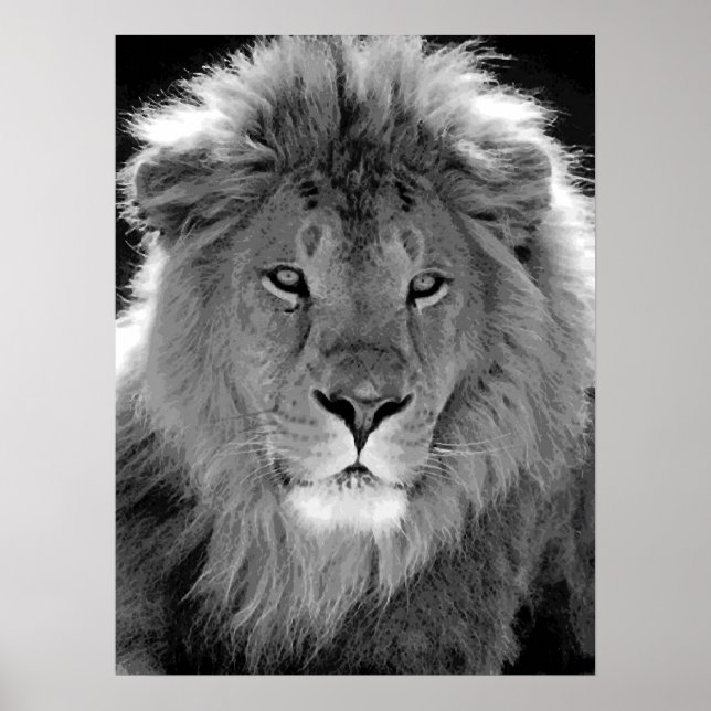 Motiverat ledarskap - Lejon svartvitt Poster (Framsidan)