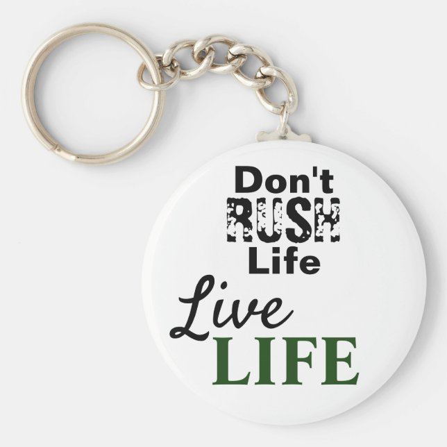 Motiverat liv rund silverfärgad nyckelring (Framsidan)