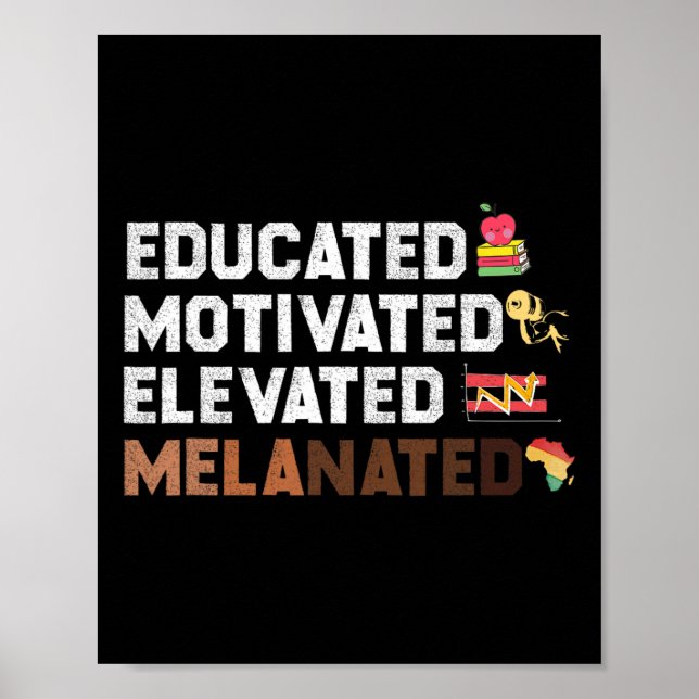 Motiverat upplevd Melanated African Amer Poster (Framsidan)