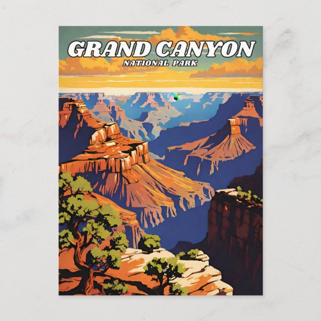 Motivering av Grand Canyon nationalpark, retro Aes Vykort (Framsida)