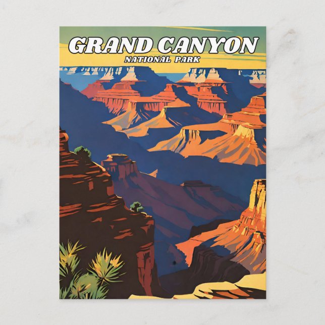 Motivering av Grand Canyon nationalpark retro Deco Vykort (Framsida)