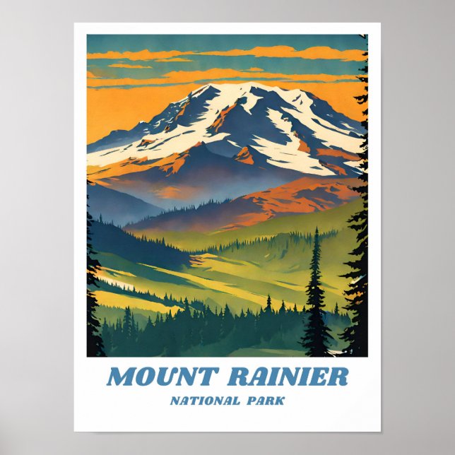Motivering av Rinier National Park retro Vac Poster (Framsidan)
