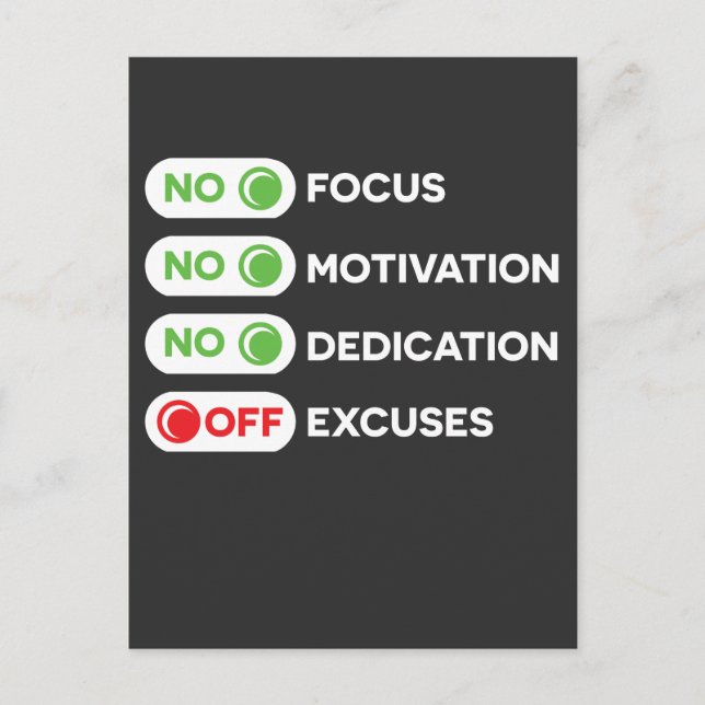 Motivering Focus Motivation Dedication Excuso Vykort (Framsida)