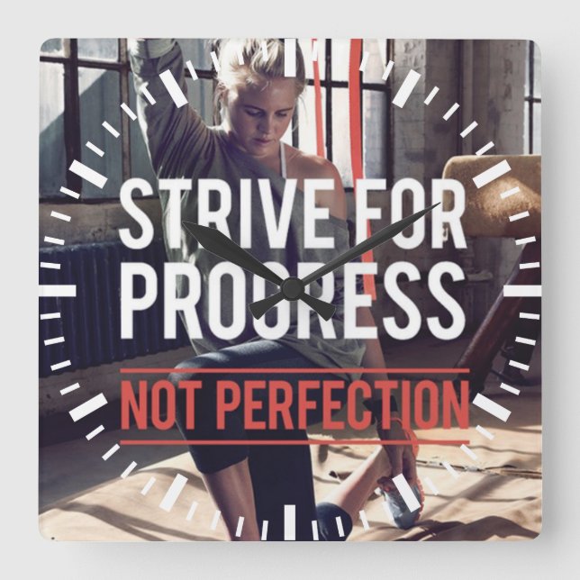 Motivering för Fitness Workout-gym Fyrkantig Klocka (Framsida)