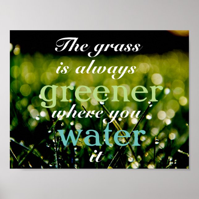 Motivering| Grass är grönare där du vatten den Poster (Framsidan)